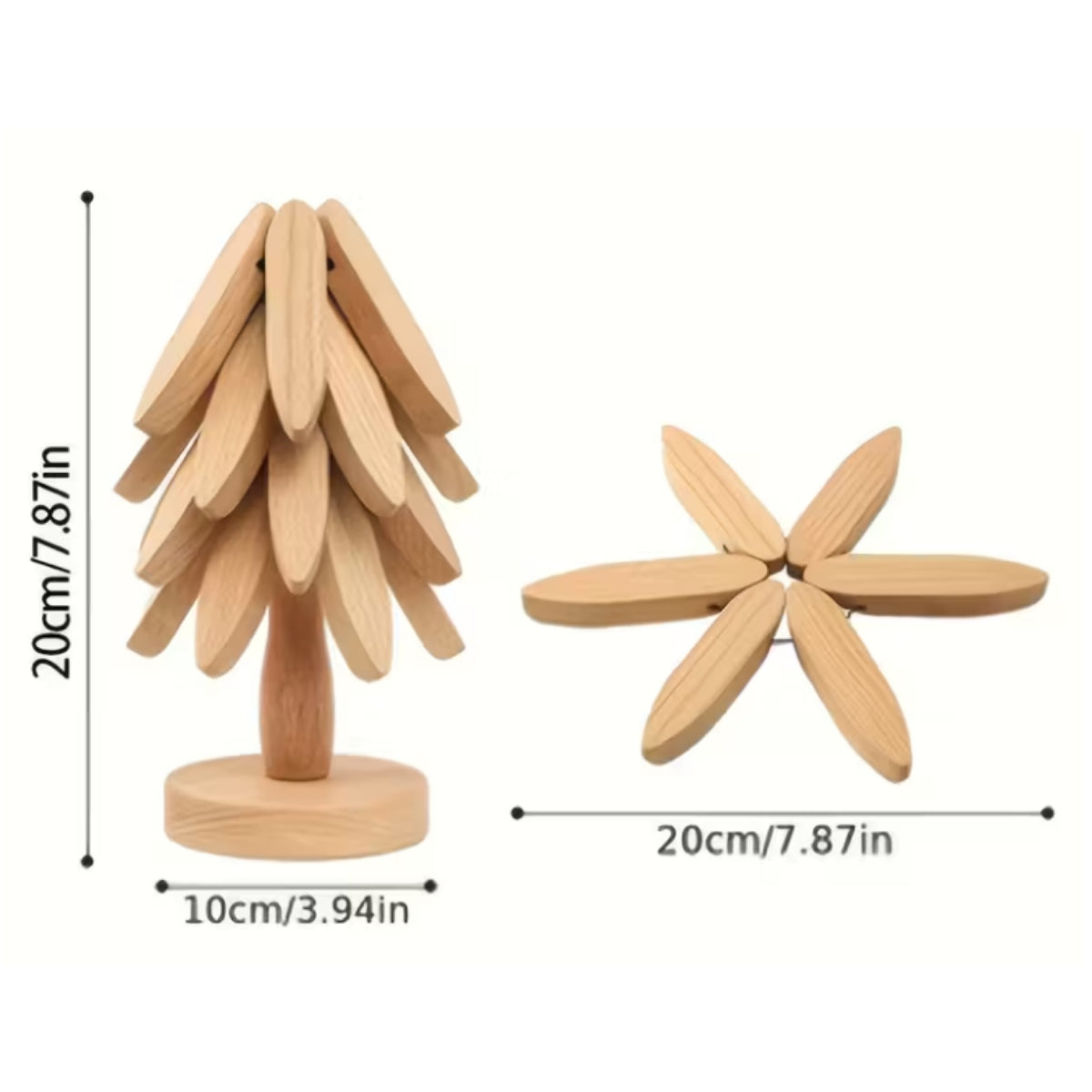 Conjunto de Bases para Copos Resistentes ao Calor com Design de Árvore em Madeira (3 ou 4 Folhas)