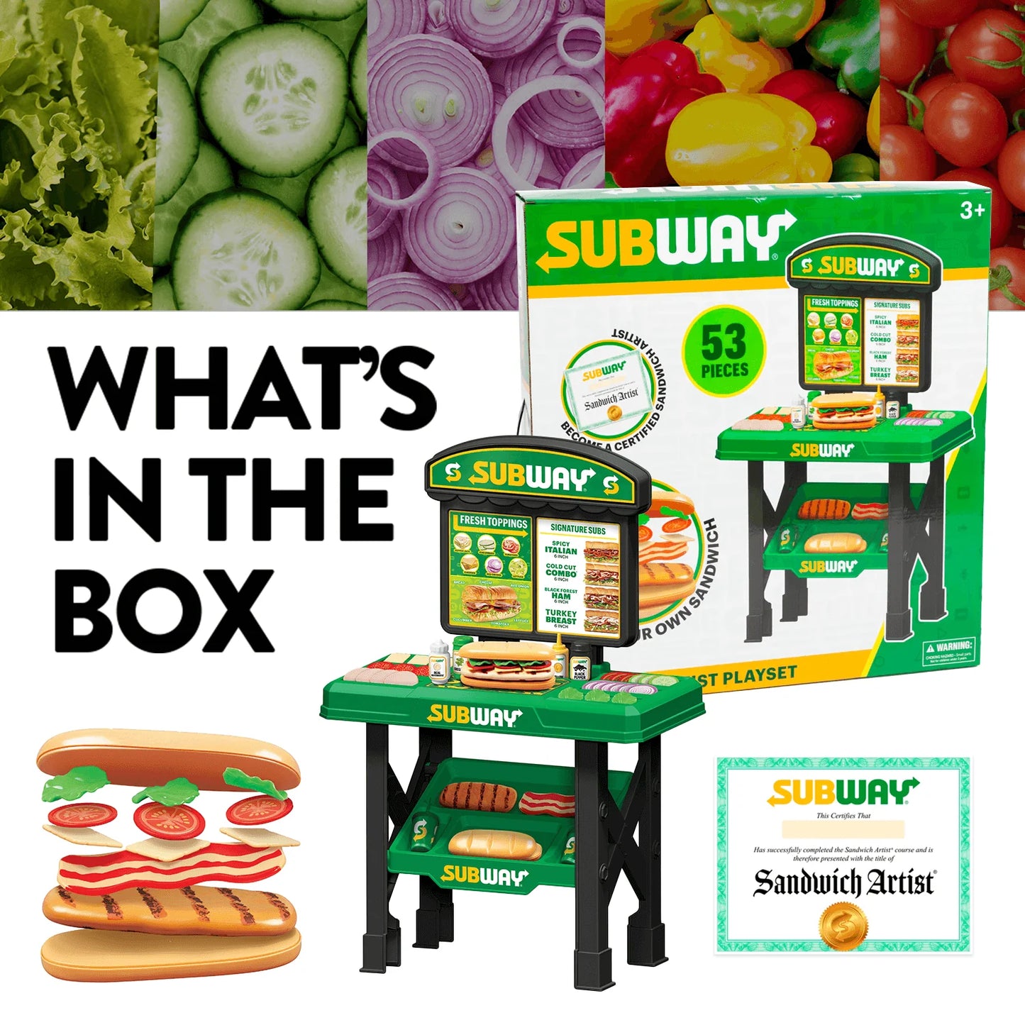Subway Sandwich Artist Playset – Kit de Restaurante de Faz de Conta de 53 Peças