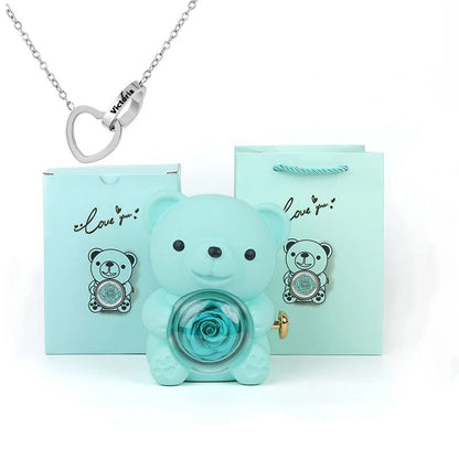 Oso de peluche - Caja de regalos con rosas eternas