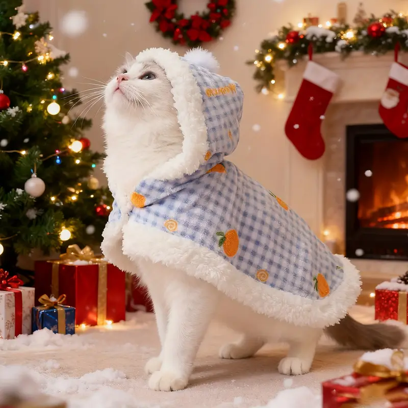 Capa de Gato em Lã Suave com Chapéu – Capa Convertível Aconchegante e Pijama para Gatos