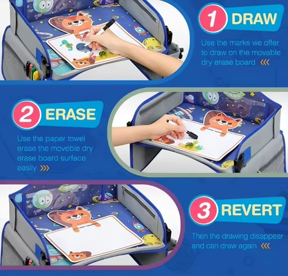 Bandeja de Viagem Infantil para Carro – Secretária de Colo e Organizador para Viagens de Carro, Avião e Assento de Carro