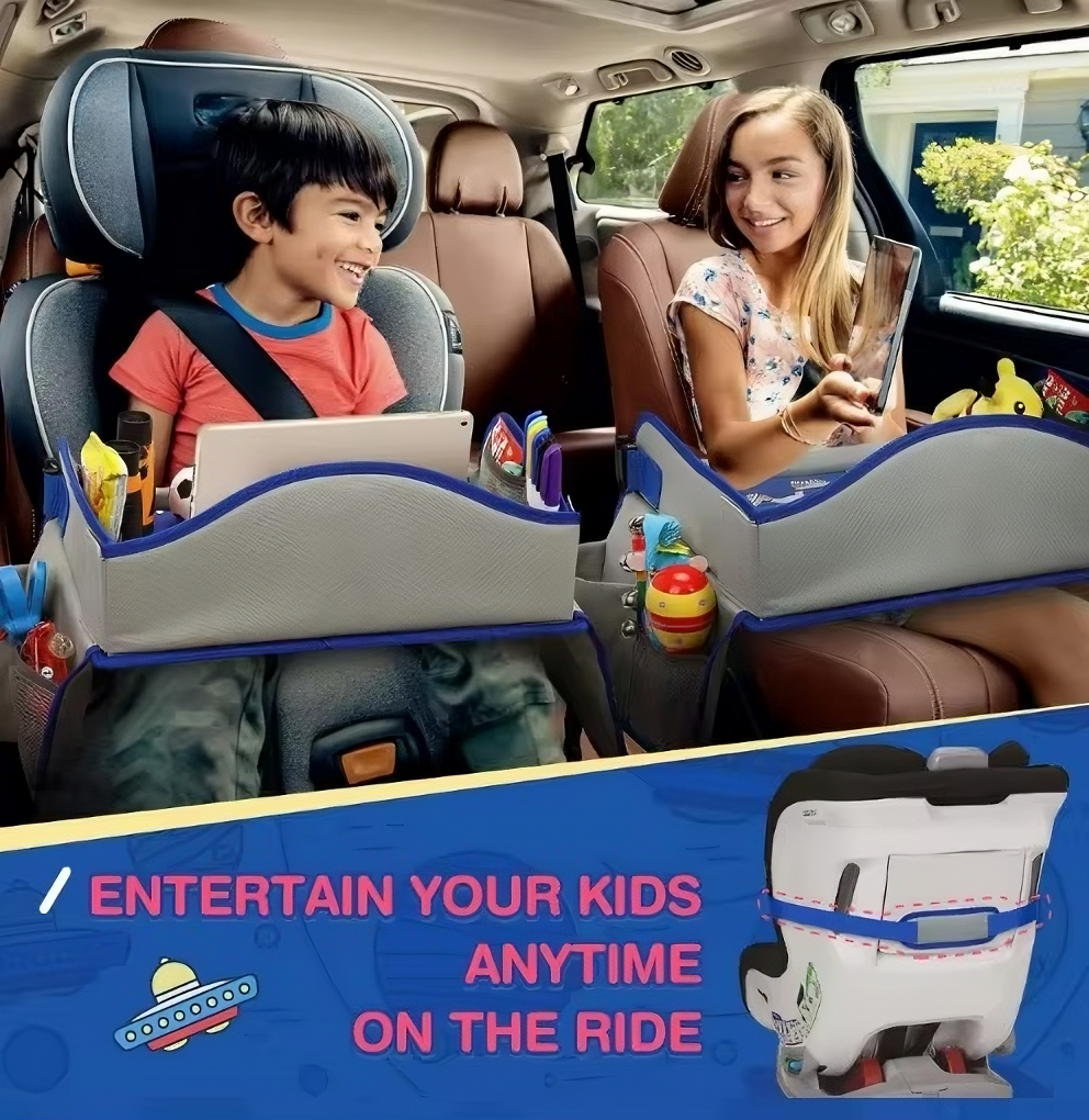 Bandeja de Viagem Infantil para Carro – Secretária de Colo e Organizador para Viagens de Carro, Avião e Assento de Carro
