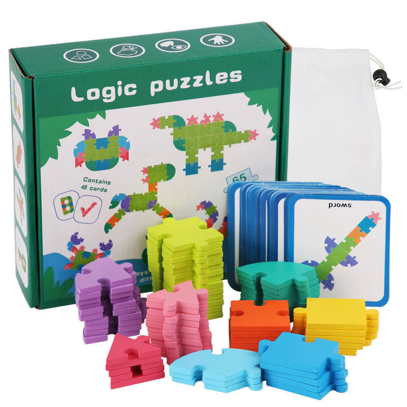 65pc Wooden Geometric Shape & Letter Puzzle – Educational STEM Toy for Toddlers & Preschoolers