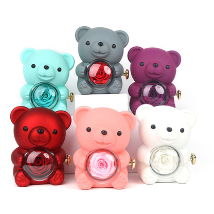 Oso de peluche - Caja de regalos con rosas eternas